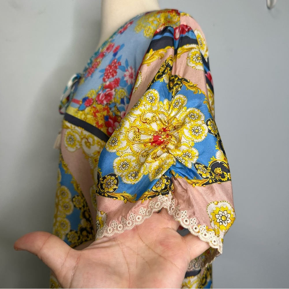 Johnny Was 100% Silk Japer Flower Mai Tunic Popover Boho Top - Picture 10 of 13